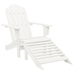 Adirondack-Gartenstuhl mit Fußstütze & Tisch Tannenholz Weiß