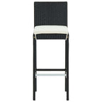 5-tlg. Gartenbar-Set mit Kissen Poly Rattan Schwarz