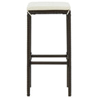 5-tlg. Gartenbar-Set mit Kissen Poly Rattan Braun