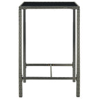 5-tlg. Gartenbar-Set mit Kissen Poly Rattan Grau
