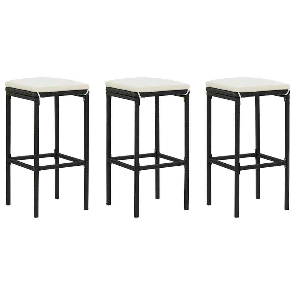 4-tlg. Gartenbar-Set mit Kissen Schwarz