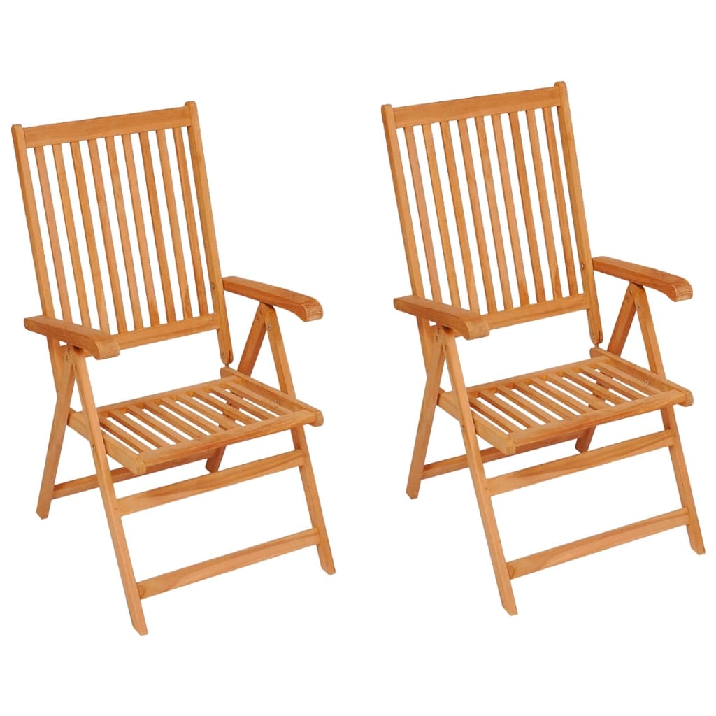Gartenstühle 2 Stk. mit Roten Kissen Massivholz Teak