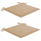 Gartenstühle 2 Stk. mit Beige Kissen Teak Massivholz