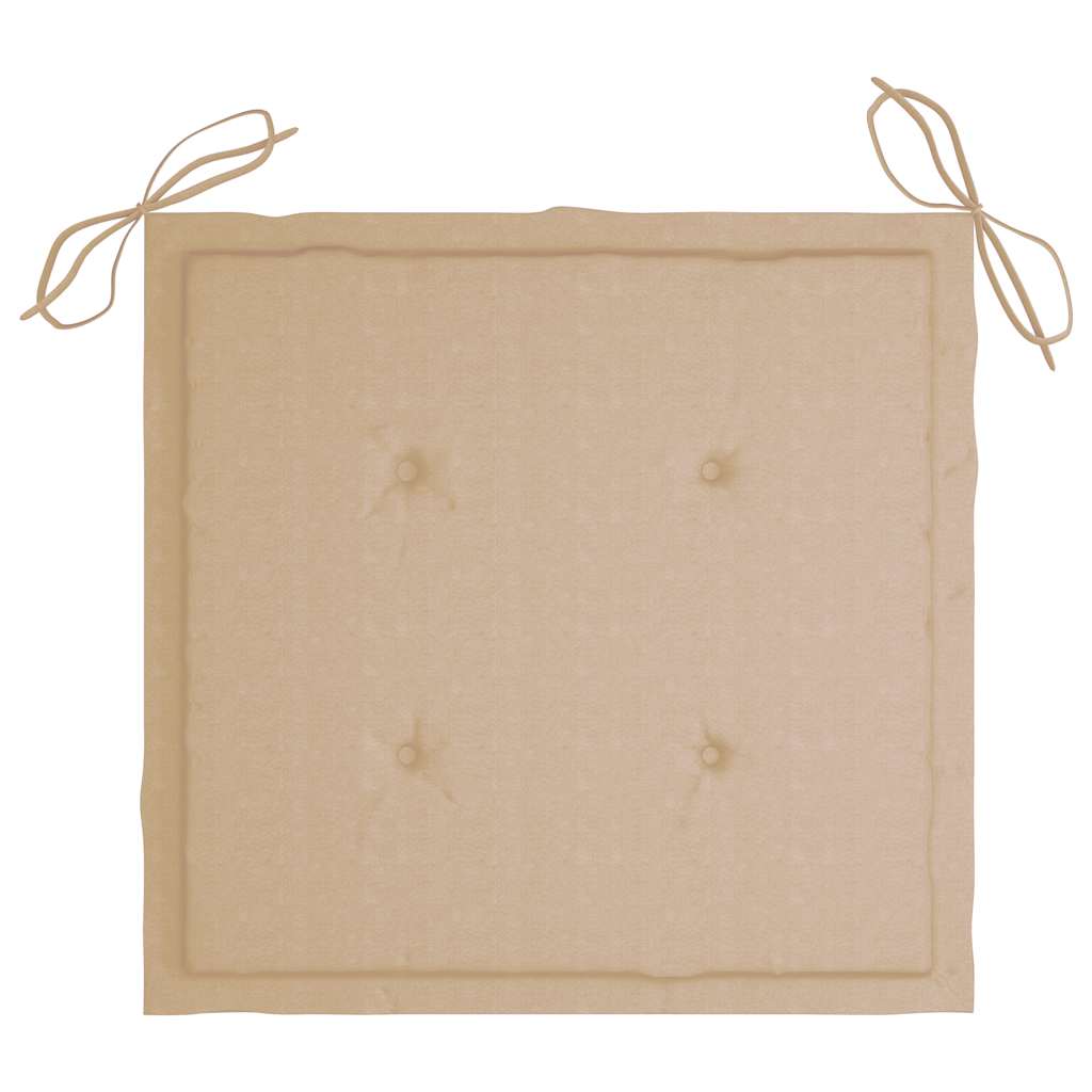 Gartenstühle 2 Stk. mit Beige Kissen Teak Massivholz