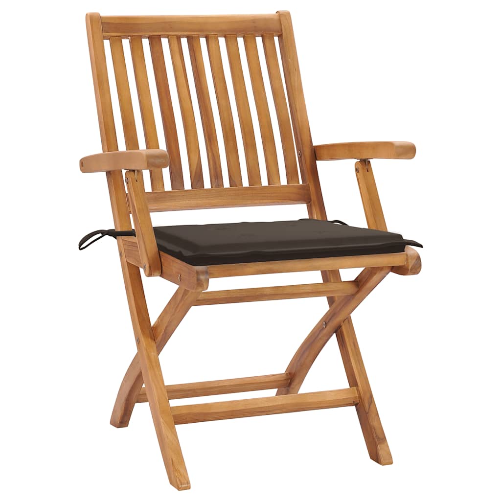 Gartenstühle 2 Stk. mit Taupe Kissen Teak Massivholz