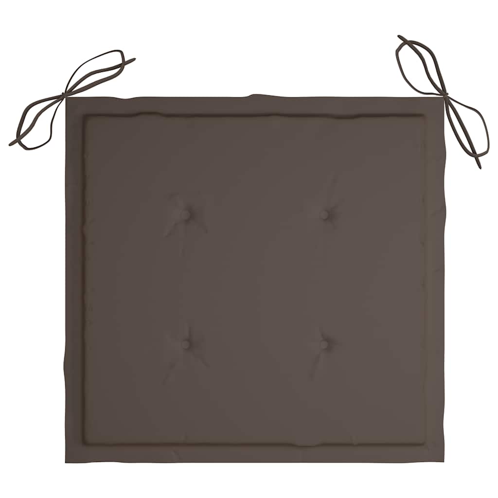 Gartenstühle 2 Stk. mit Taupe Kissen Teak Massivholz