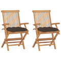 Gartenstühle mit Taupe Kissen 2 Stk. Massivholz Teak