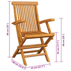 Gartenstühle mit Taupe Kissen 3 Stk. Massivholz Teak