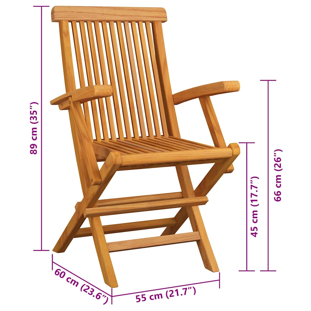 Gartenstühle mit Grauen Kissen 6 Stk. Massivholz Teak
