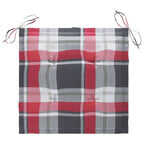 Gartenstühle Rote Karomuster-Kissen 6 Stk. Massivholz Teak