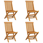Gartenstühle mit Anthrazit Kissen 4 Stk. Massivholz Teak