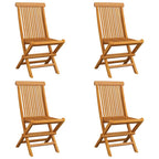 Gartenstühle mit Grauen Kissen 4 Stk. Massivholz Teak