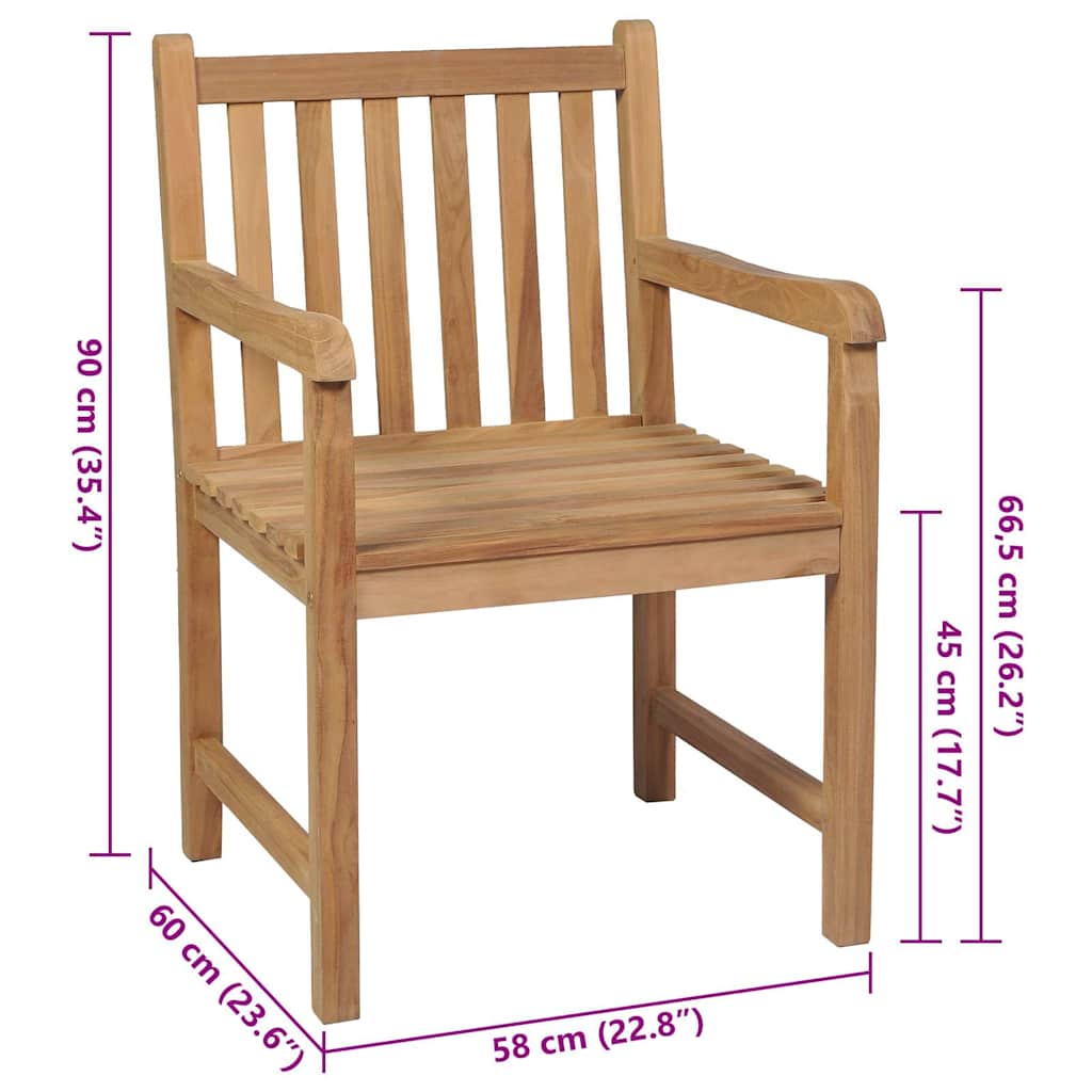 Gartenstühle 2 Stk. mit Schwarzen Kissen Massivholz Teak