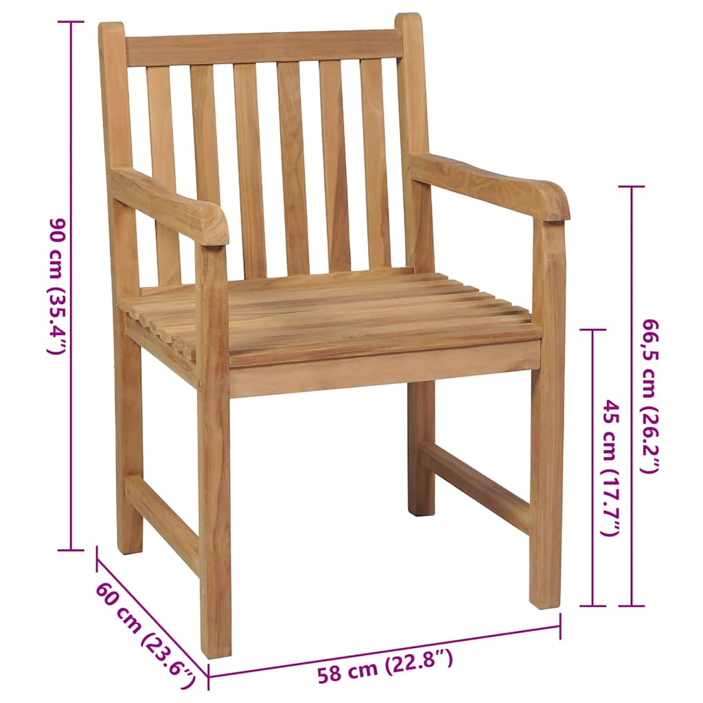 Gartenstühle 2 Stk. mit Taupe Kissen Massivholz Teak