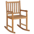 Schaukelstuhl mit Rotem Karomuster-Kissen Massivholz Teak