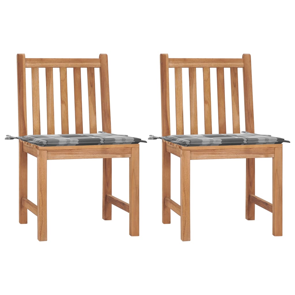 Gartenstühle 2 Stk. mit Kissen Massivholz Teak