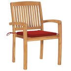 Gartenstühle 2 Stk. mit Roten Kissen Massivholz Teak