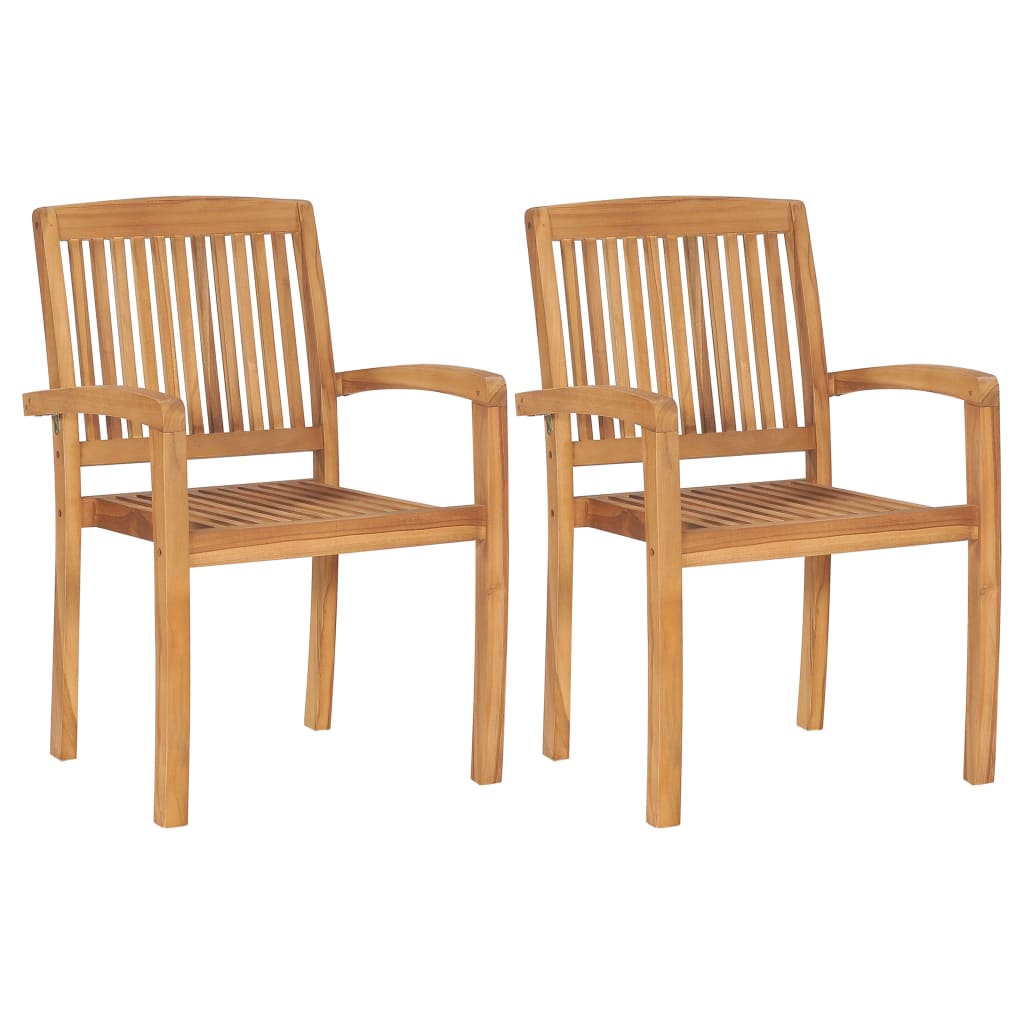 Gartenstühle 2 Stk. mit Grauen Kissen Massivholz Teak