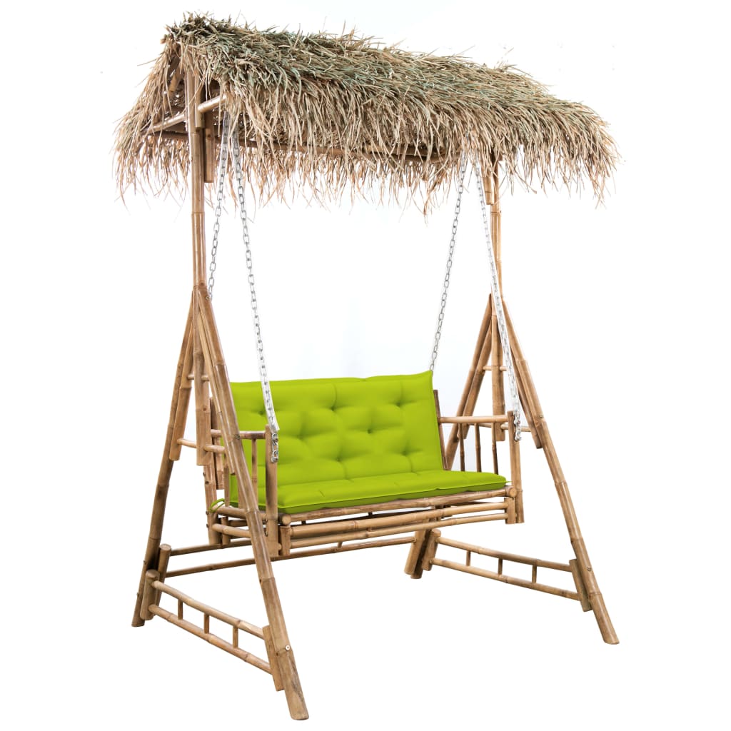 Hollywoodschaukel mit Palmblättern und Kissen 202 cm Bambus