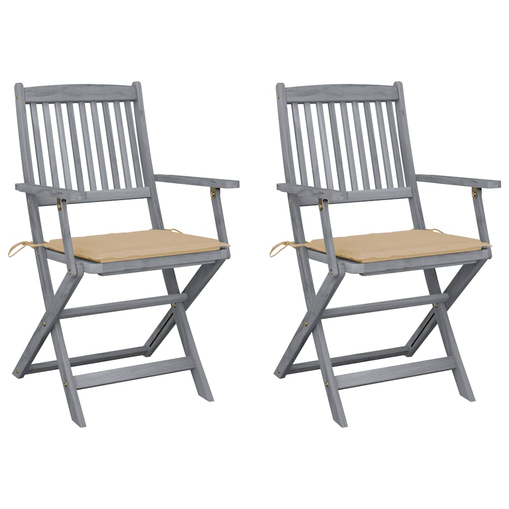 Klappbare Gartenstühle 2 Stk. mit Sitzkissen Massivholz Akazie
