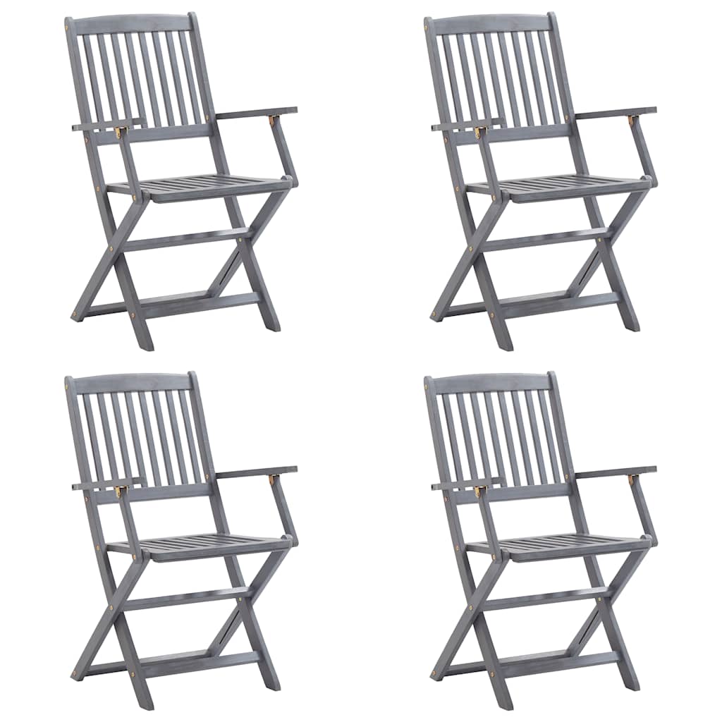 Klappbare Gartenstühle 4 Stk. mit Sitzkissen Massivholz Akazie