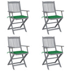 Klappbare Gartenstühle 4 Stk. mit Sitzkissen Massivholz Akazie