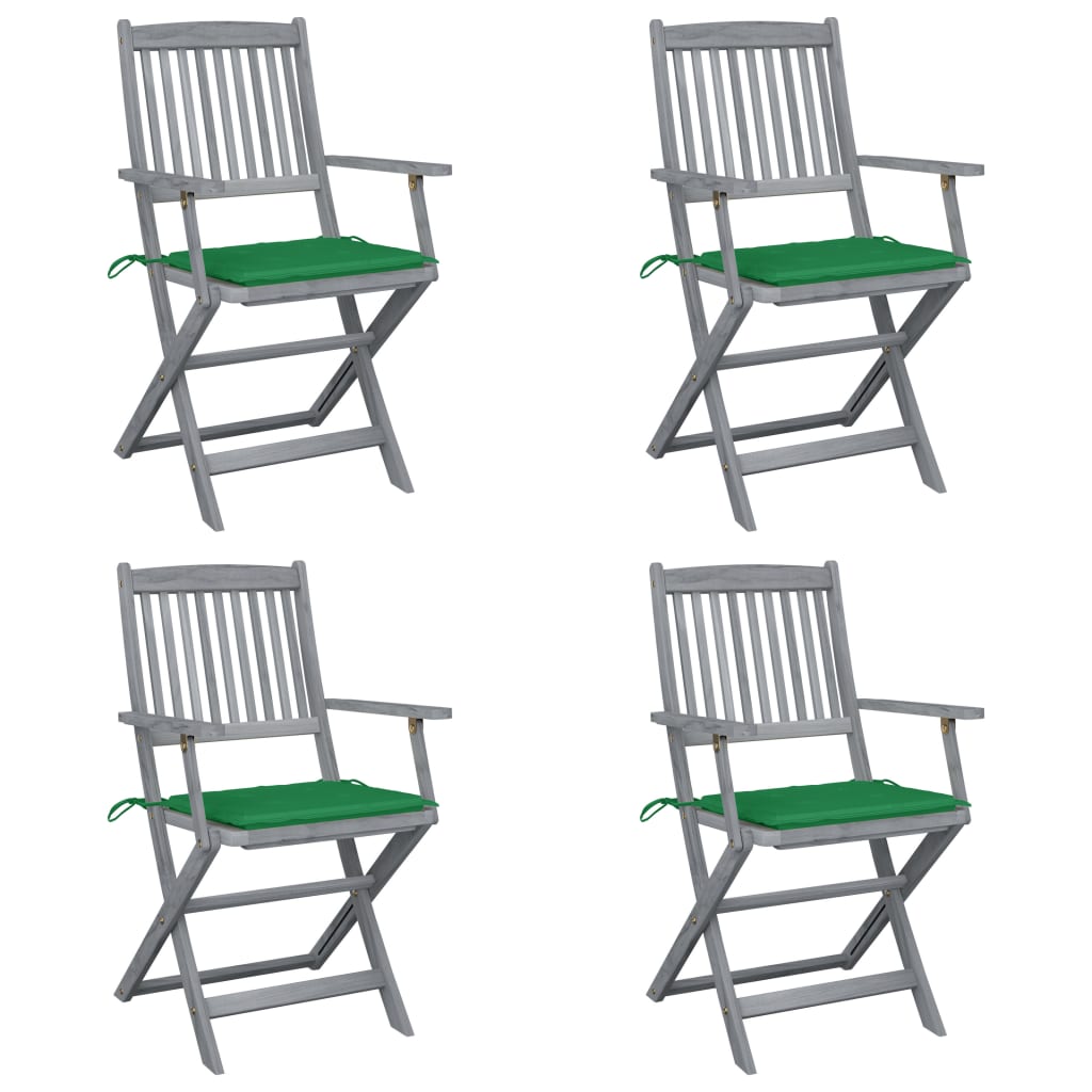 Klappbare Gartenstühle 4 Stk. mit Sitzkissen Massivholz Akazie
