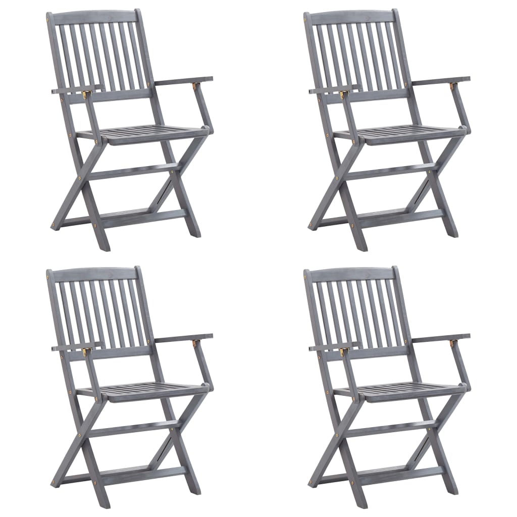 Klappbare Gartenstühle 4 Stk. mit Sitzkissen Massivholz Akazie