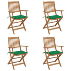 Klappbare Gartenstühle 4 Stk. mit Kissen Massivholz Akazie