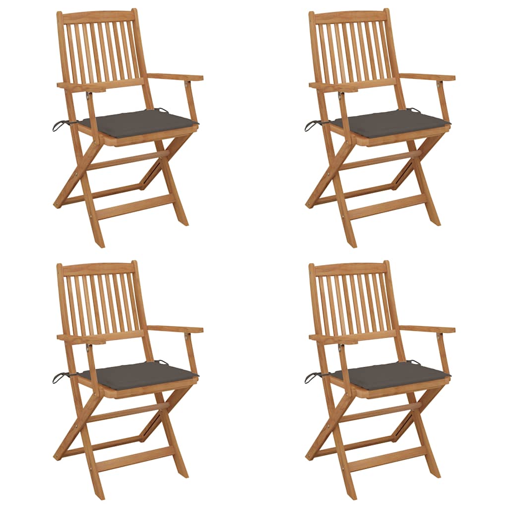 Klappbare Gartenstühle 4 Stk. mit Kissen Massivholz Akazie