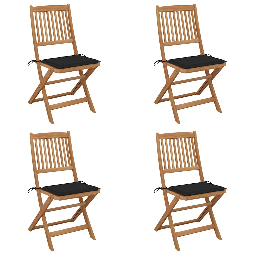 Klappbare Gartenstühle 4 Stk. mit Kissen Massivholz Akazie