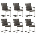 Freischwinger 6 Stk. Grau Echtleder