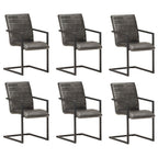 Freischwinger 6 Stk. Grau Echtleder