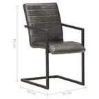 Freischwinger 6 Stk. Grau Echtleder