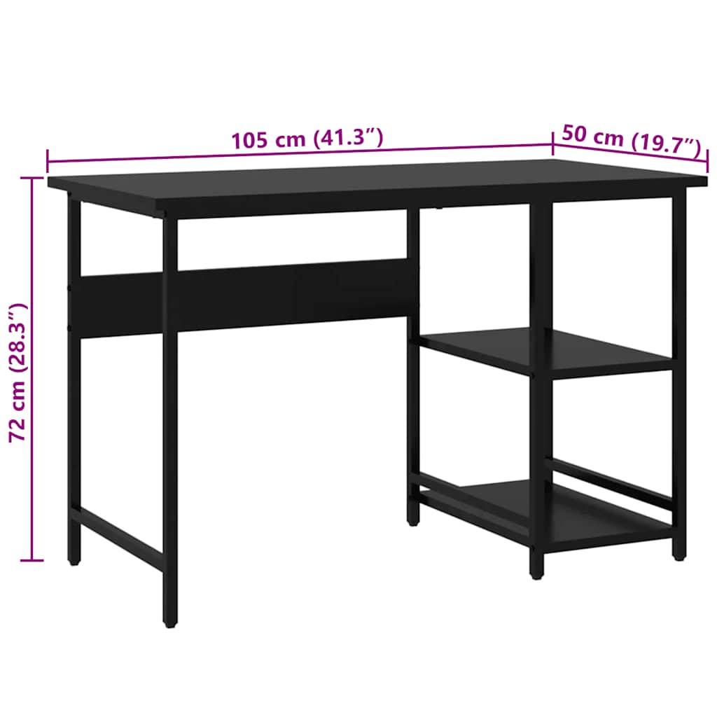 Computertisch Schwarz 105x50x72 cm MDF und Metall