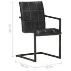 Freischwinger 4 Stk. Schwarz Echtleder
