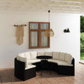 7-tlg. Garten-Sofagarnitur mit Auflagen Poly Rattan Schwarz