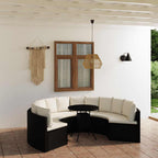 7-tlg. Garten-Sofagarnitur mit Auflagen Poly Rattan Schwarz
