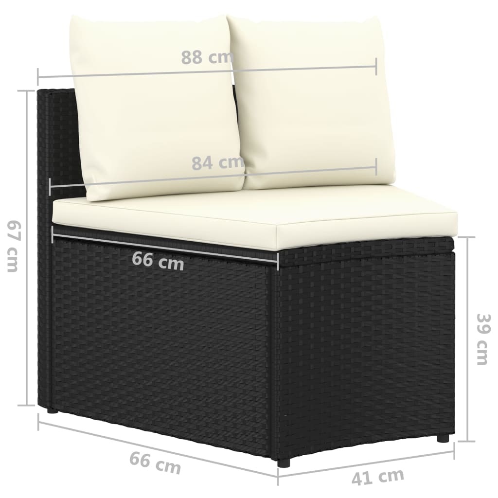 9-tlg. Garten-Sofagarnitur mit Auflagen Poly Rattan Schwarz