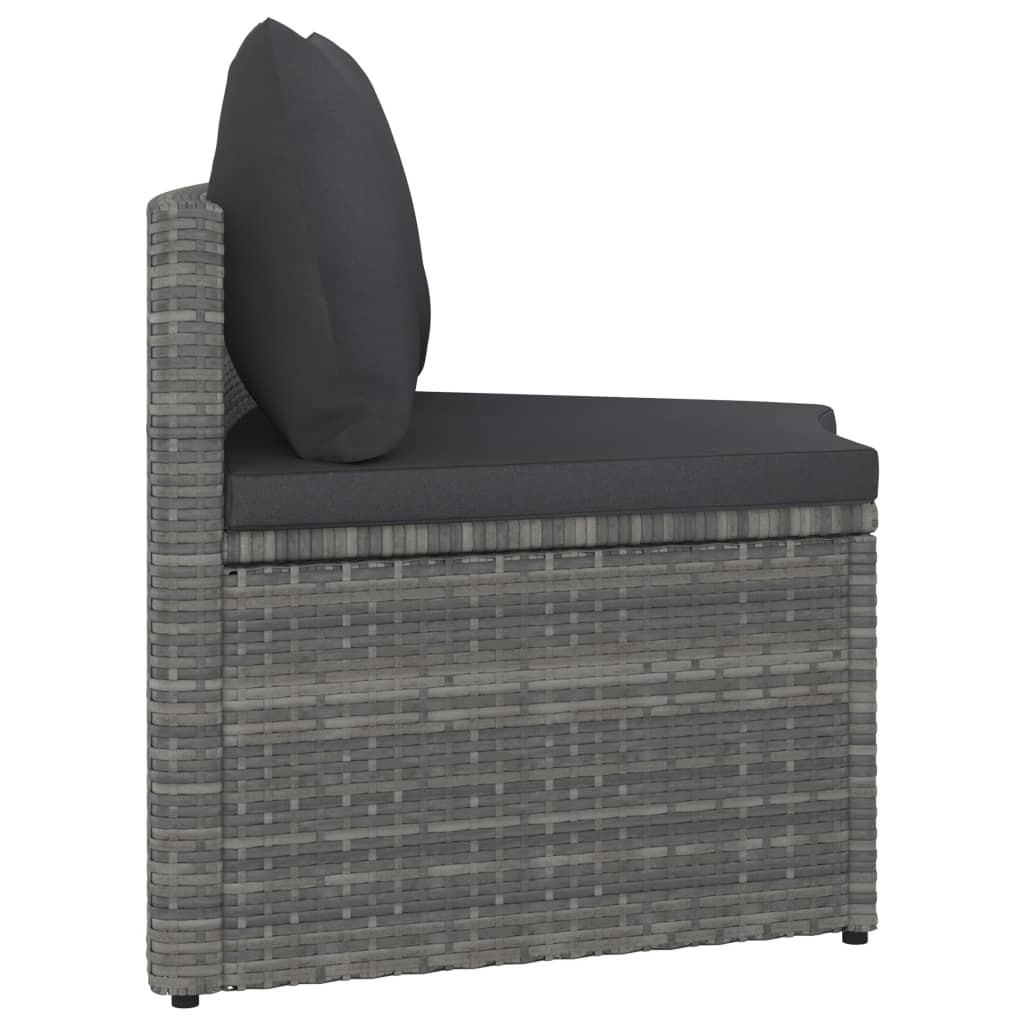 9-tlg. Garten-Sofagarnitur mit Auflagen Poly Rattan Grau