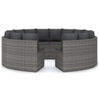 8-tlg. Garten-Sofagarnitur mit Auflagen Poly Rattan Grau