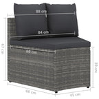 8-tlg. Garten-Sofagarnitur mit Auflagen Poly Rattan Grau