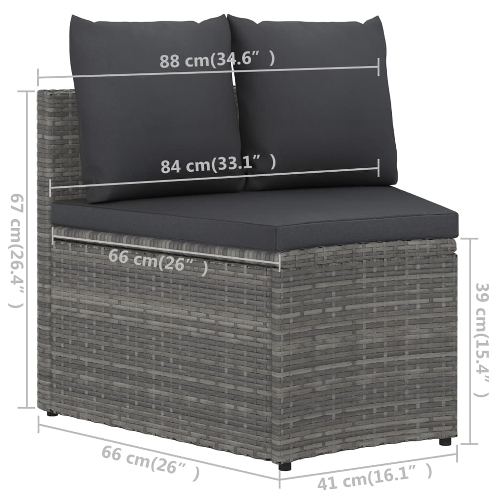 5-tlg. Garten-Sofagarnitur mit Auflagen Poly Rattan Grau