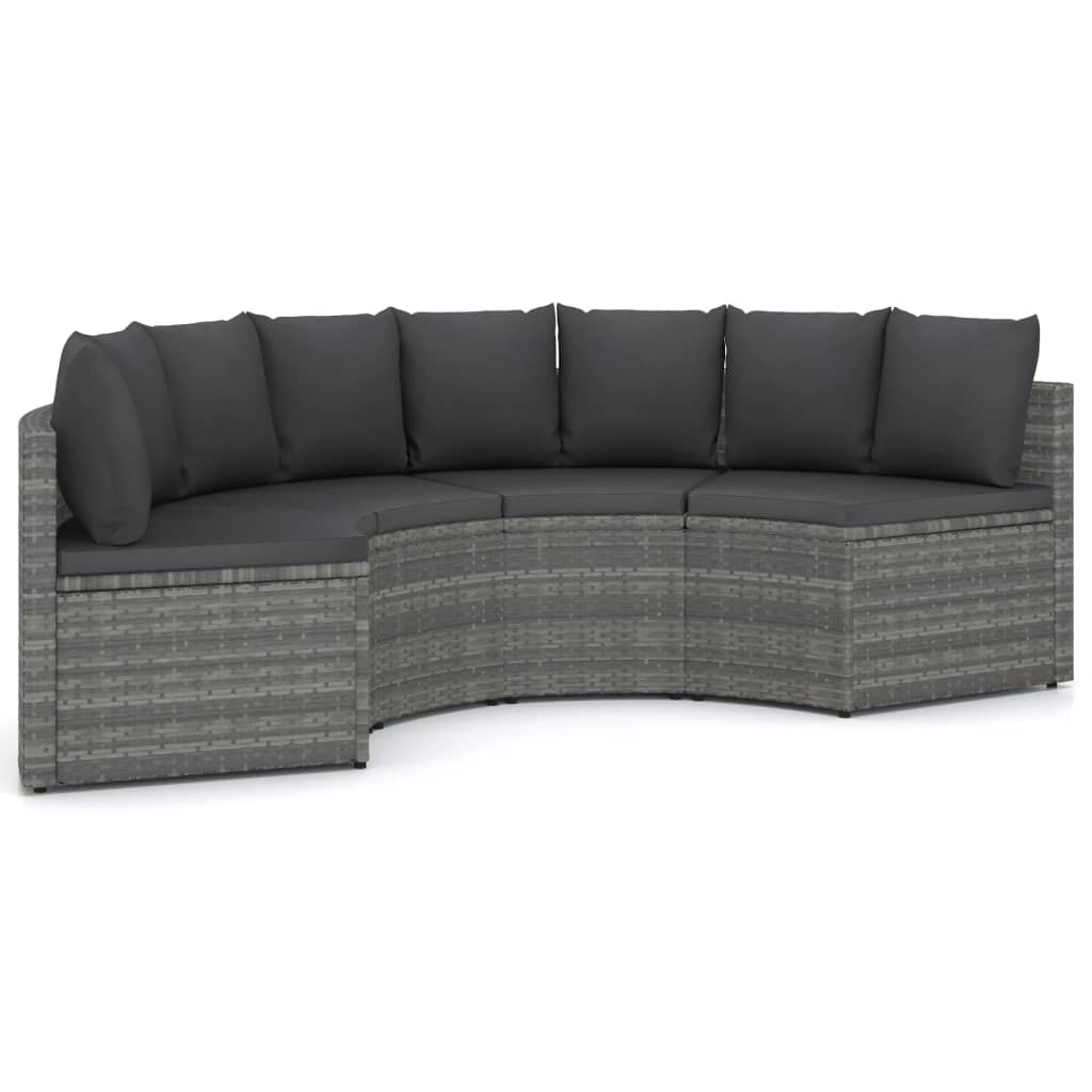 4-tlg. Garten-Sofagarnitur mit Auflagen Poly Rattan Grau