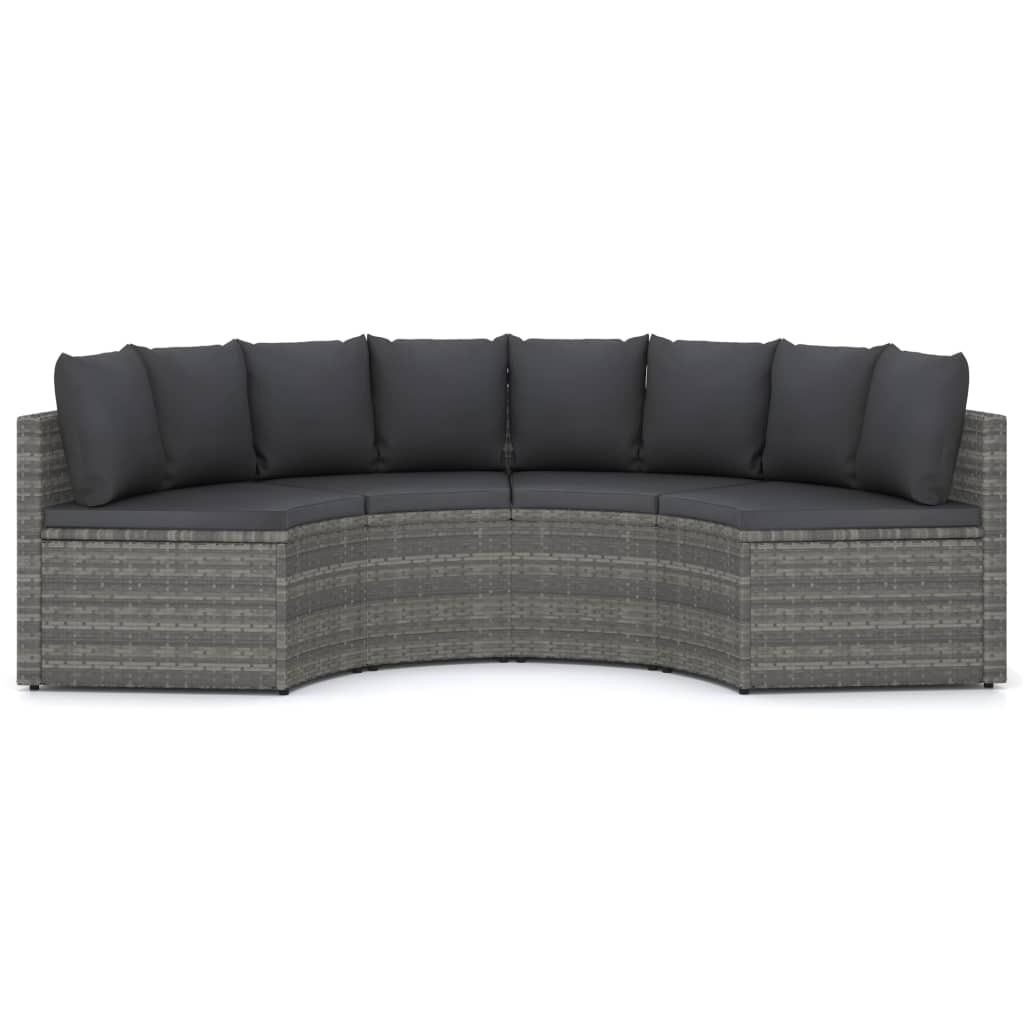 4-tlg. Garten-Sofagarnitur mit Auflagen Poly Rattan Grau
