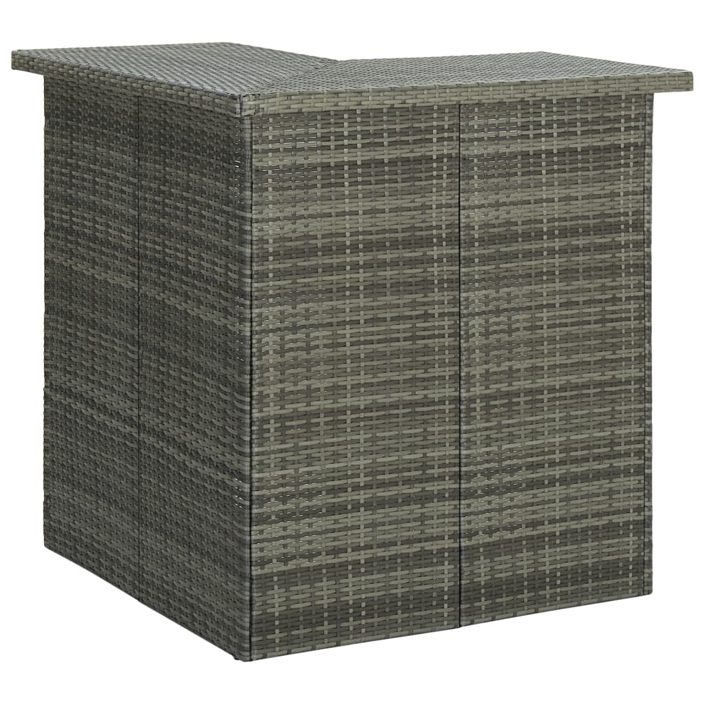 4-tlg. Gartenbar-Set mit Kissen Poly Rattan Grau
