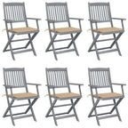 Klappbare Gartenstühle 6 Stk. mit Sitzkissen Massivholz Akazie