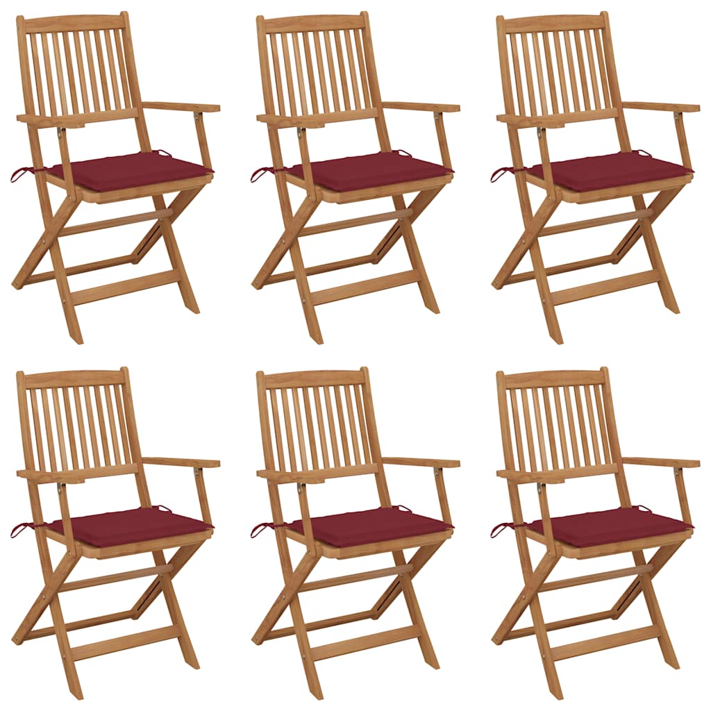Klappbare Gartenstühle 6 Stk. mit Kissen Massivholz Akazie
