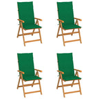 Gartenstühle 4 Stk. mit Grünen Kissen Massivholz Teak