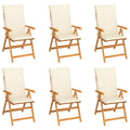 Gartenstühle 6 Stk. mit Creme Kissen Massivholz Teak